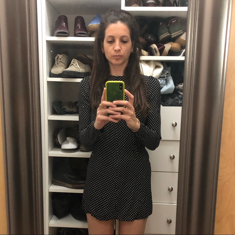 Long sleeved polka dot Reformation mini dress